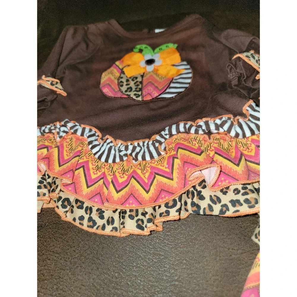 Rare editions fall Halloween pumpkin dress and leggings size 6 months